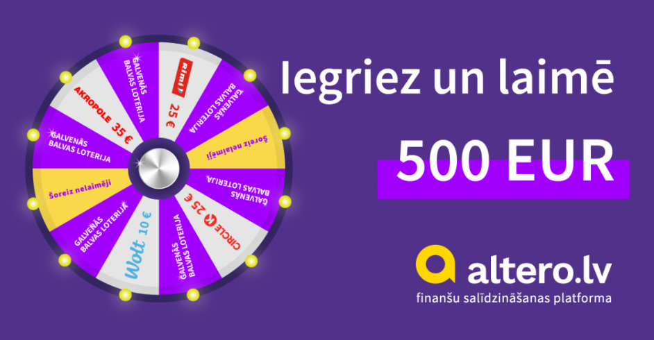 Laimē 500 EUR - iegriez jau šodien!